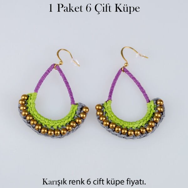Pirinç Makrome Küpe 1 paket 6 Çift