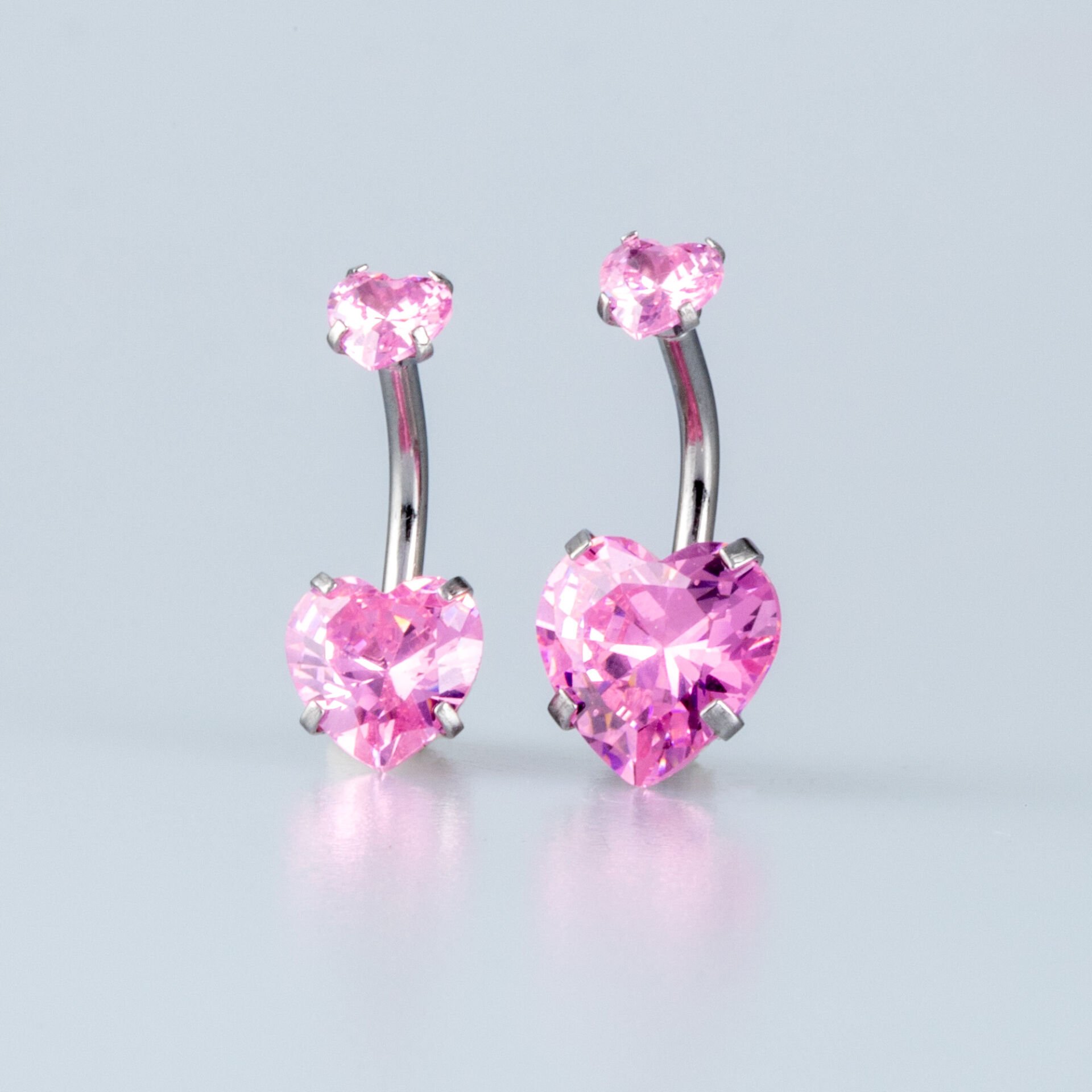 Piercing Göbek  Kalp 2 Taş Boyu Seçeneği 8-10mm