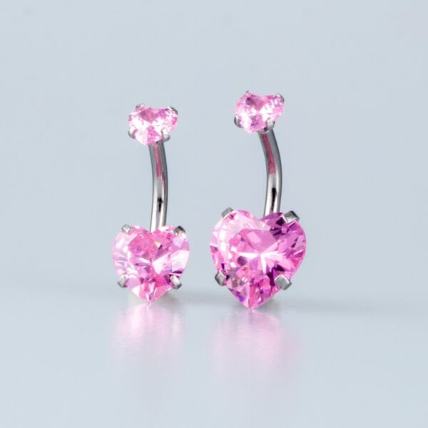 Piercing Göbek  Kalp 2 Taş Boyu Seçeneği 8-10mm