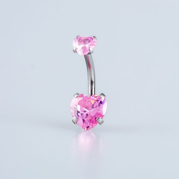 Piercing Göbek  Kalp 2 Taş Boyu Seçeneği 8-10mm