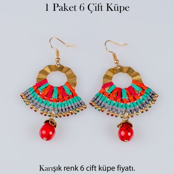 Pirinç Makrome Küpe 1 paket 6 Çift