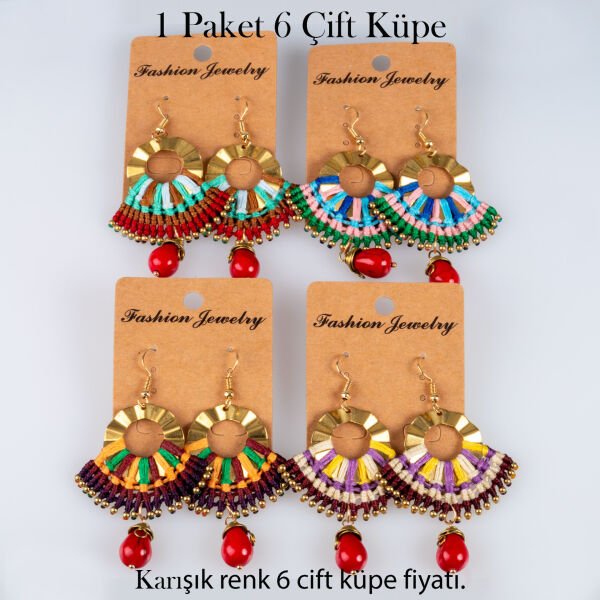 Pirinç Makrome Küpe 1 paket 6 Çift
