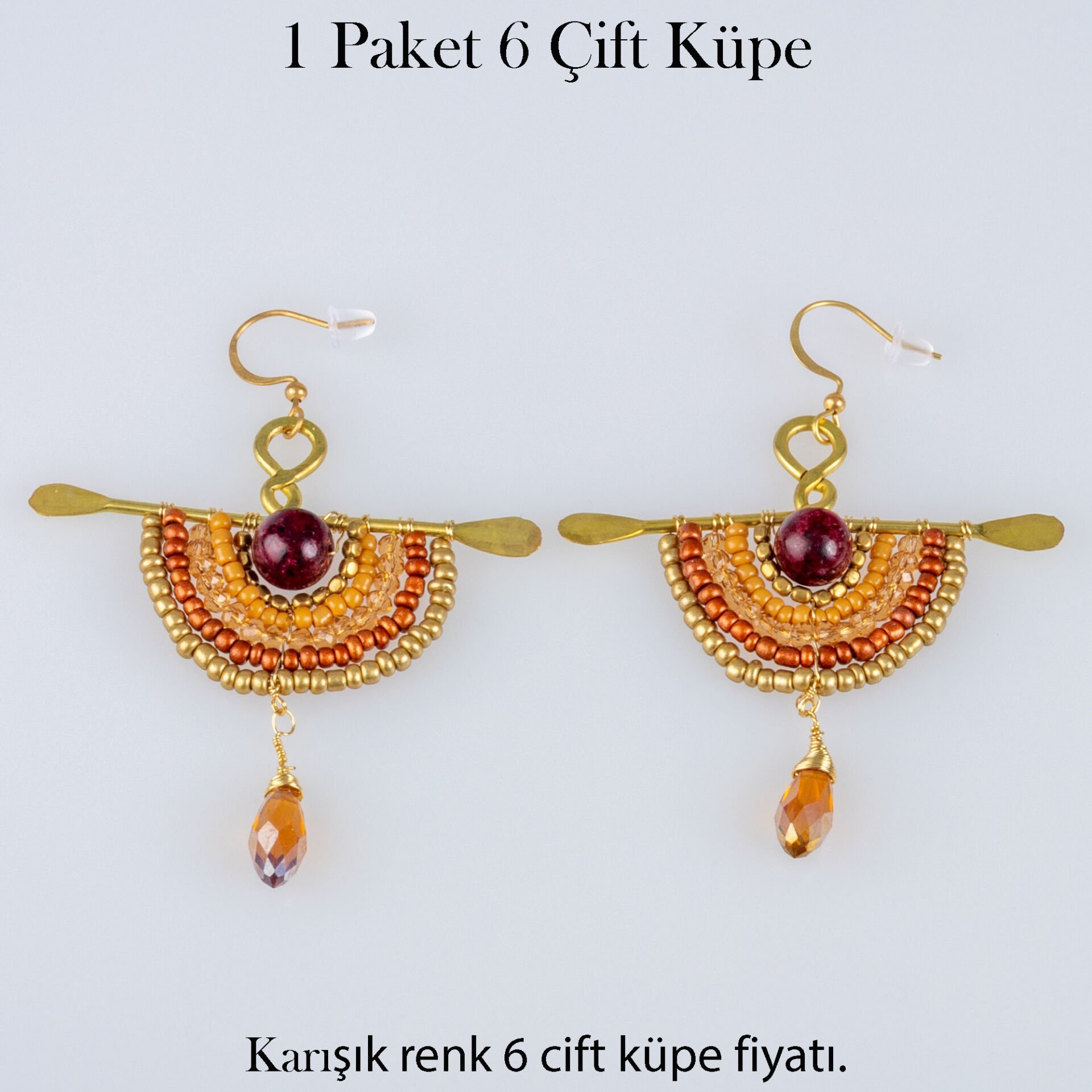 Pirinç Butik Küpe 1 paket 6 Çift