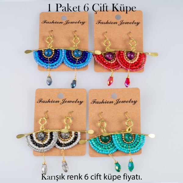 Pirinç Butik Küpe 1 paket 6 Çift