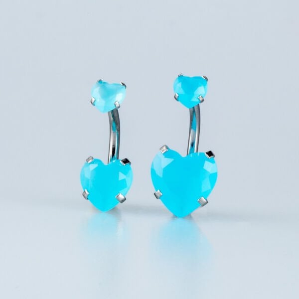Piercing Göbek  Kalp 2 Taş Boyu Seçeneği 8-10mm