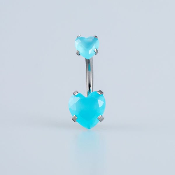 Piercing Göbek  Kalp 2 Taş Boyu Seçeneği 8-10mm