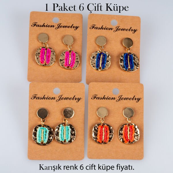 Pirinç Butik Küpe 1 paket 6 Çift