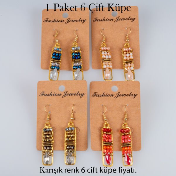 Pirinç Butik Küpe 1 paket 6 Çift