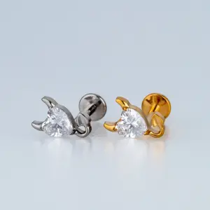 Piercing G23 Titanyum Tragus Kalp Taş Beyaz 8mm