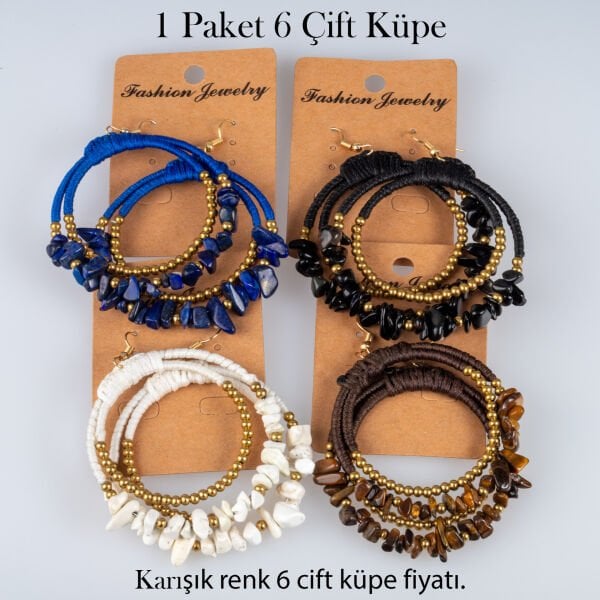 Pirinç Butik Küpe 1 paket 6 Çift