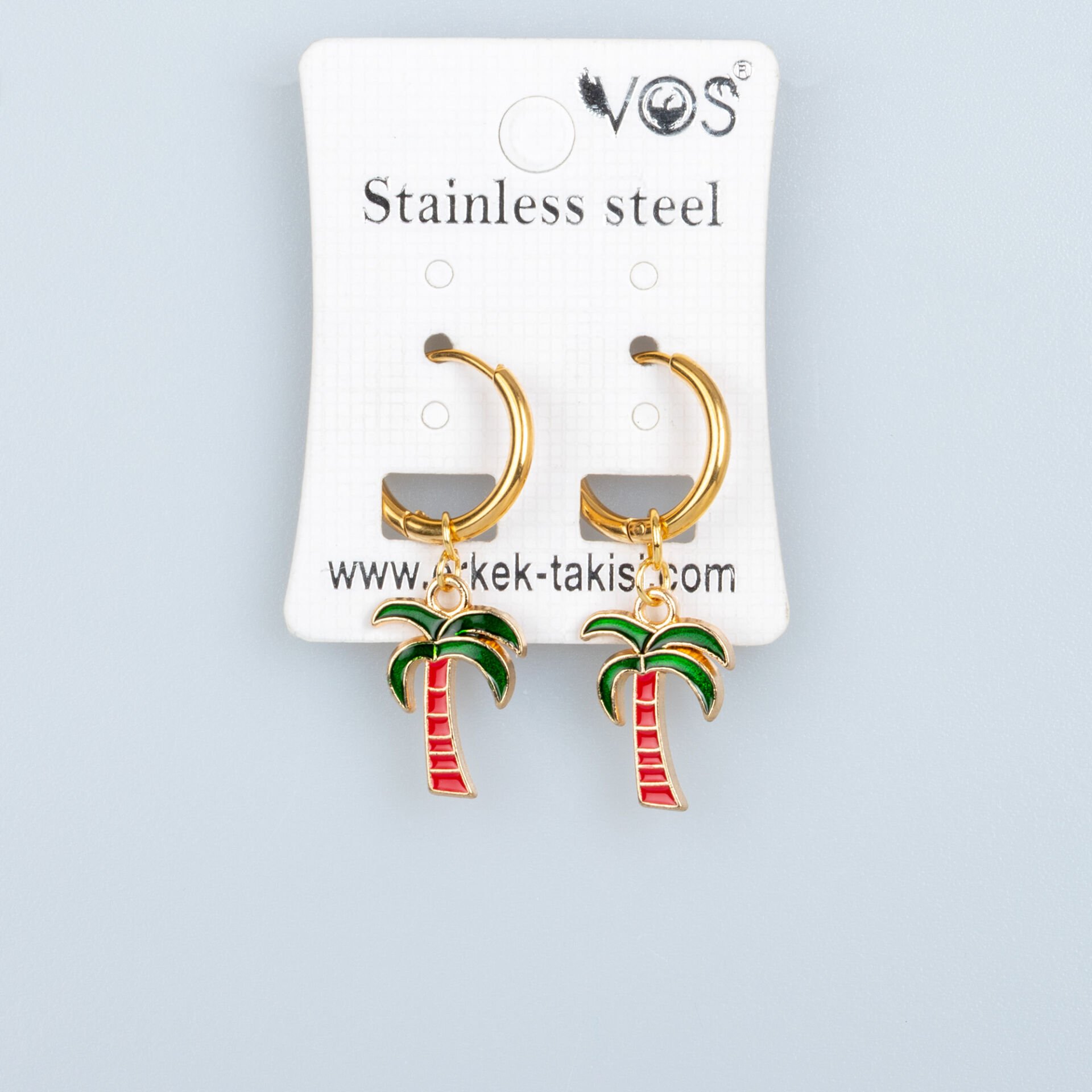 Çelik Küpe Palmiye-Çift