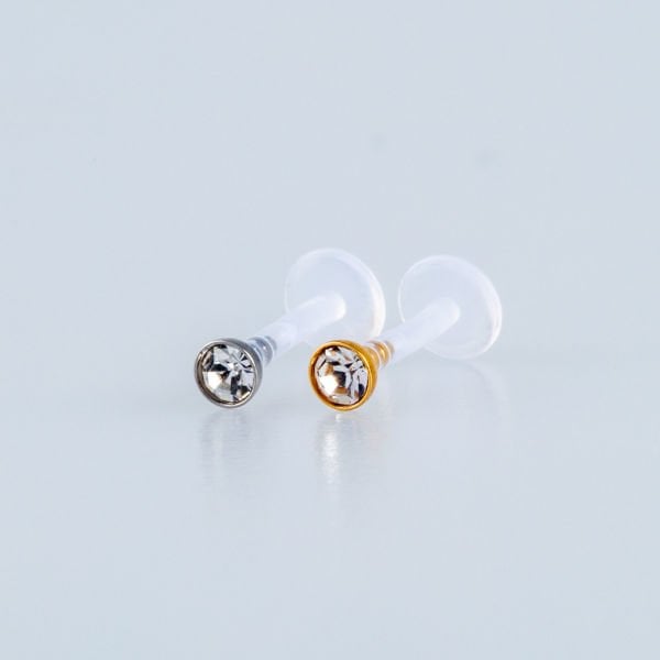 Piercing Labret Bioplast 3mm Taşlı Top