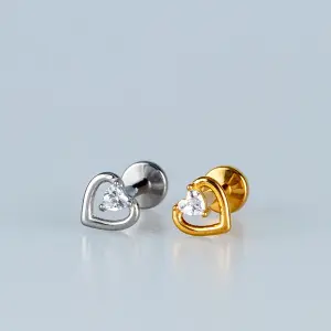Toptan Piercing 316L Cerrahi Çelik Minimal Kalp Tragus Vos Etnik Takı Beyaz