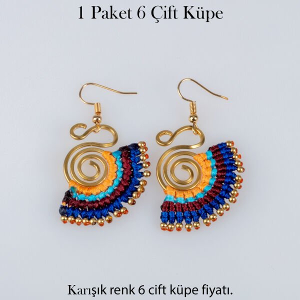 Pirinç Makrome Küpe 1 paket 6 Çift