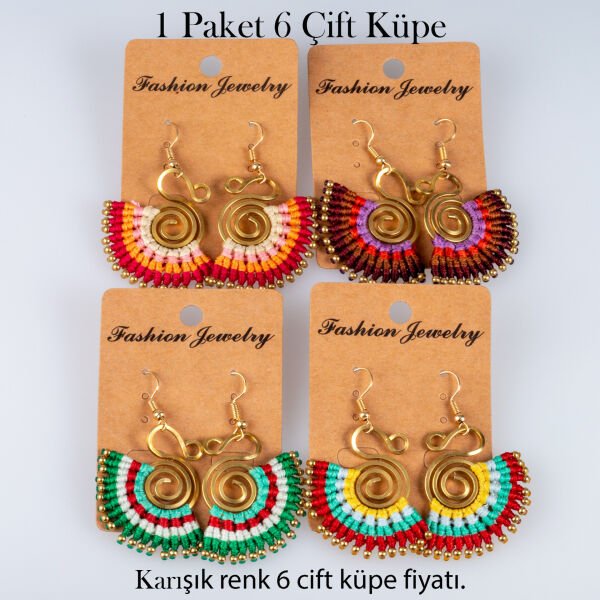Pirinç Makrome Küpe 1 paket 6 Çift