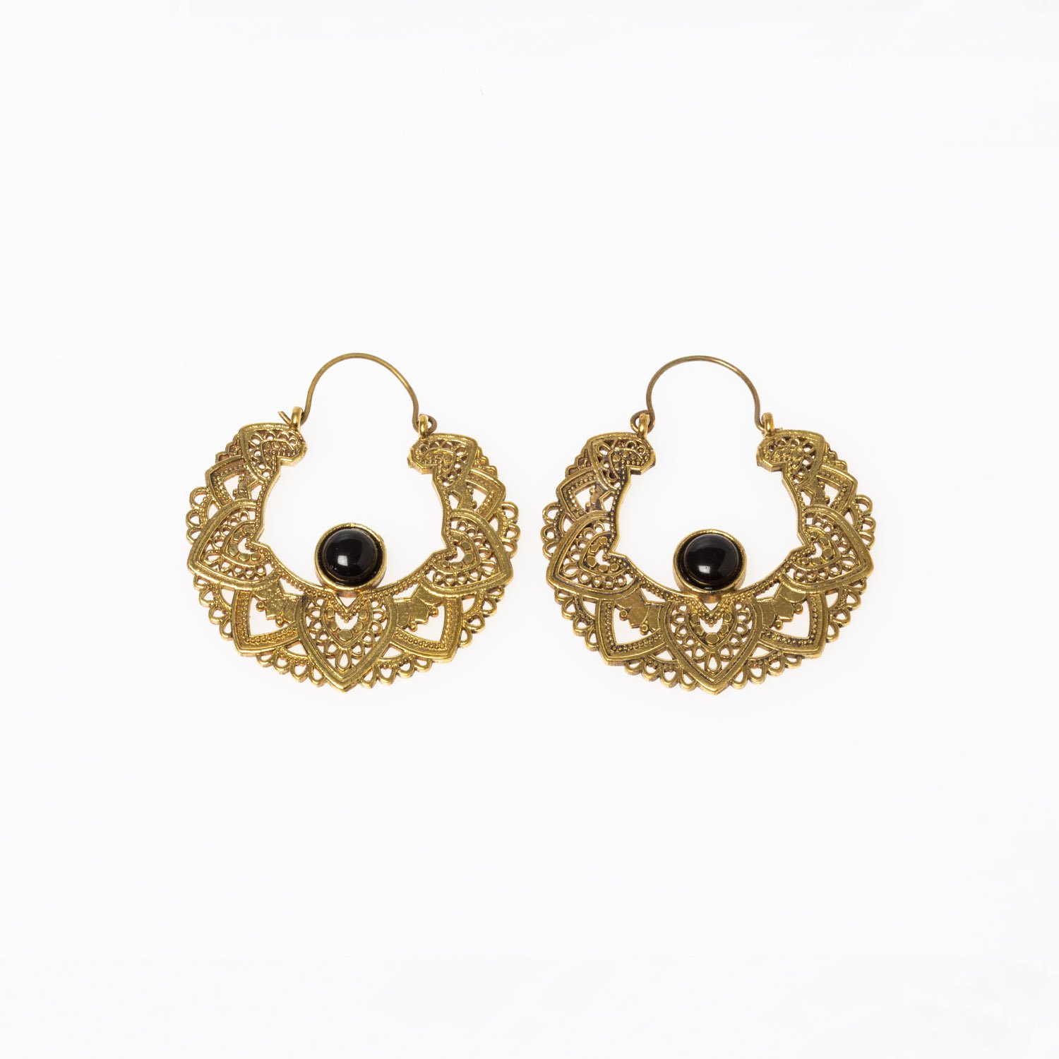 Brass Earrings with Stone Mix