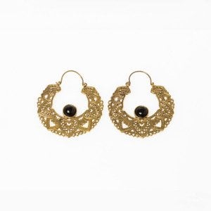 Brass Earrings with Stone Mix