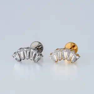 Piercing G23 Titanyum Tragus Sutun Taş Beyaz 8mm