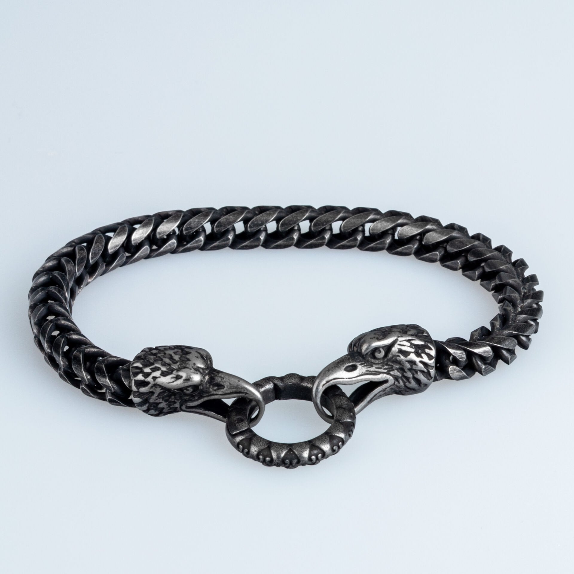Erkek Gotik Çelik Bileklik Kartal Antrasit Renk