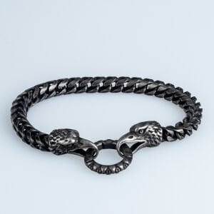 Erkek Gotik Çelik Bileklik Kartal Antrasit Renk