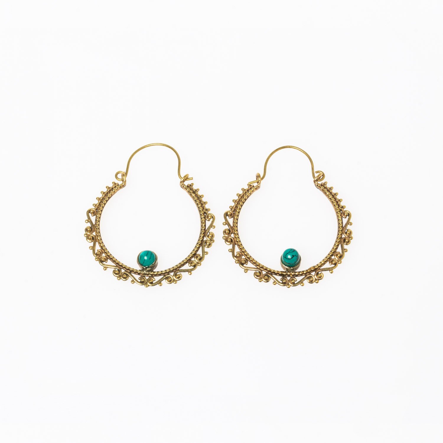 Brass Earrings with Stone Mix