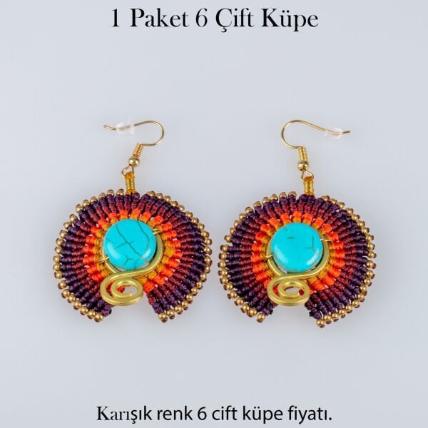 Pirinç Makrome Küpe 1 paket 6 Çift