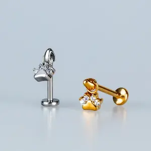 Toptan Piercing 316L Cerrahi Çelik Sallantılı Pati Tragus Vos Etnik Takı Beyaz