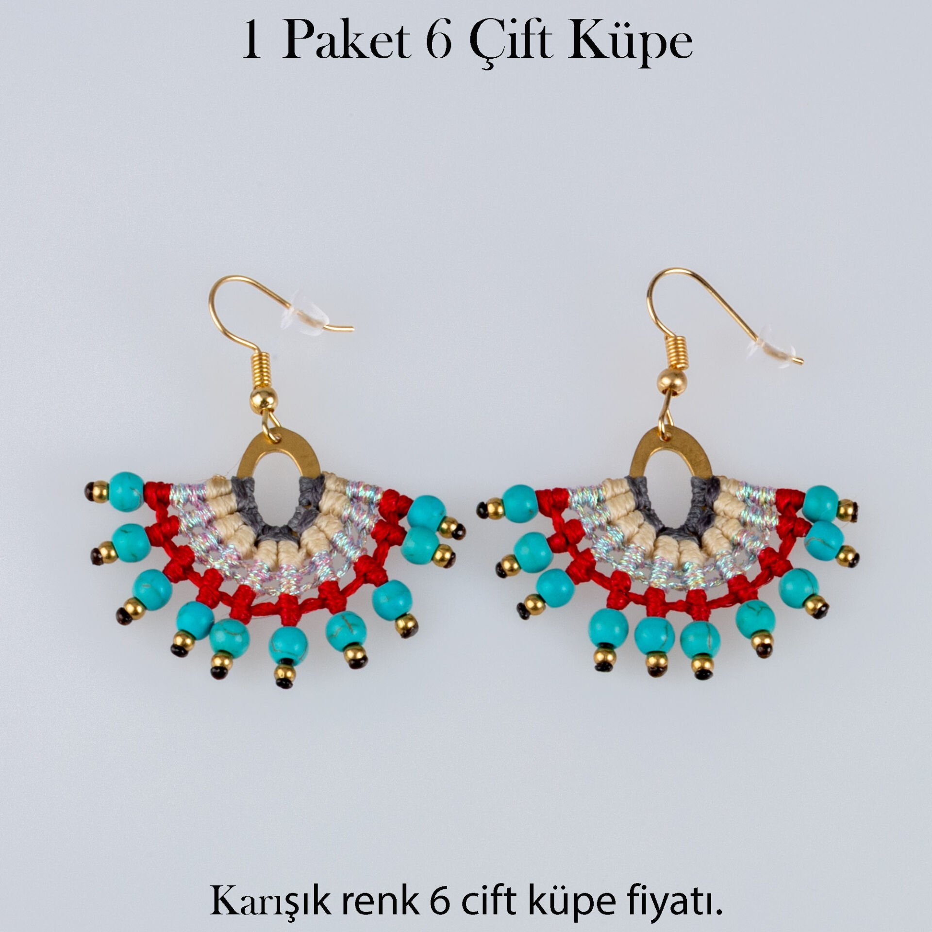 Pirinç Makrome Küpe 1 paket 6 Çift