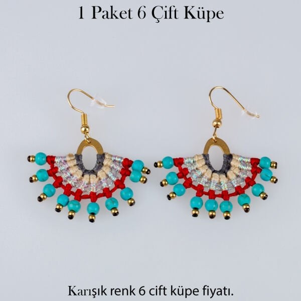 Pirinç Makrome Küpe 1 paket 6 Çift