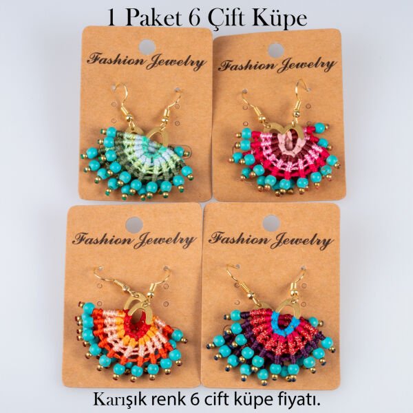 Pirinç Makrome Küpe 1 paket 6 Çift
