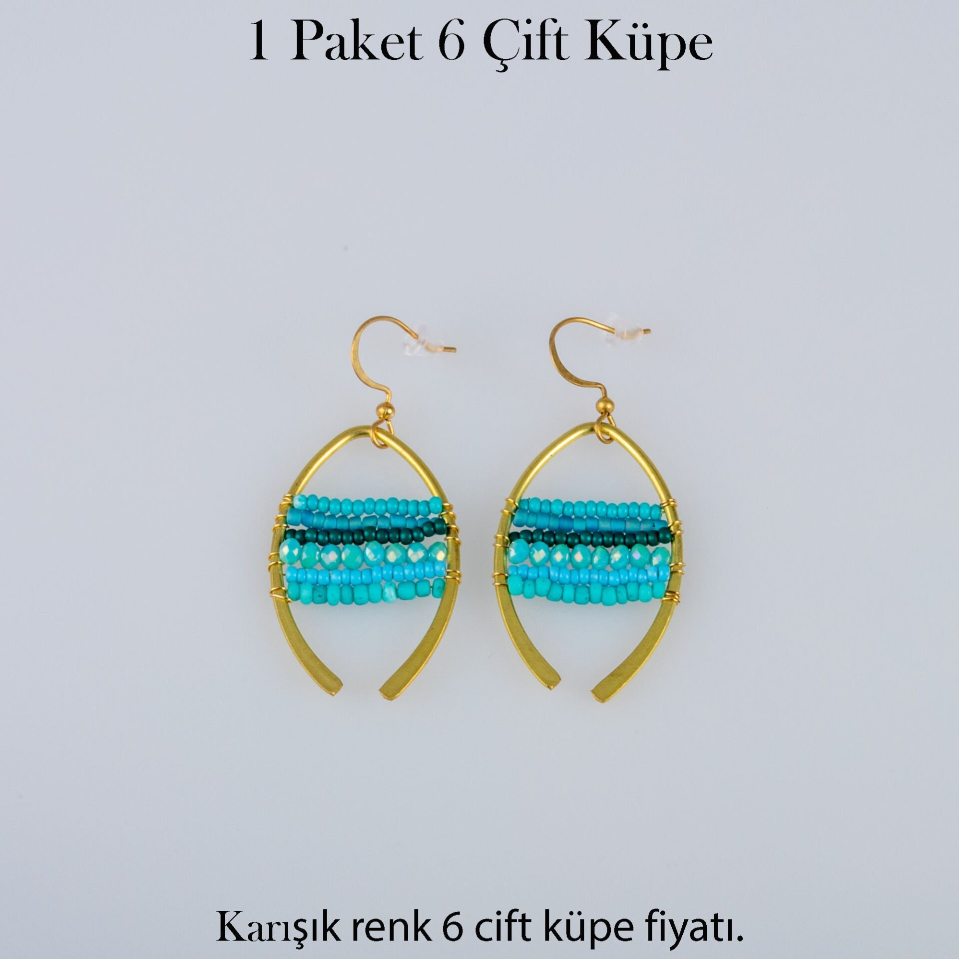 Pirinç Makrome Küpe 1 paket 6 Çift