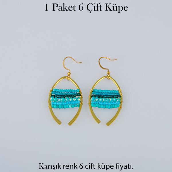 Pirinç Makrome Küpe 1 paket 6 Çift