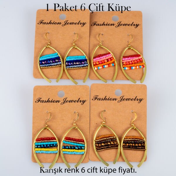 Pirinç Makrome Küpe 1 paket 6 Çift