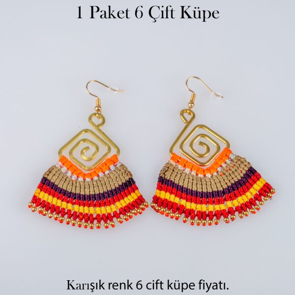 Pirinç Makrome Küpe 1 paket 6 Çift