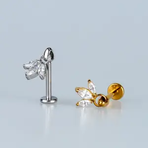 Toptan Piercing 316L Cerrahi Çelik Sallantılı Lotus Tragus Vos Etnik Takı Beyaz