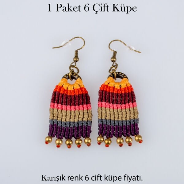 Pirinç Makrome Küpe 1 paket 6 Çift