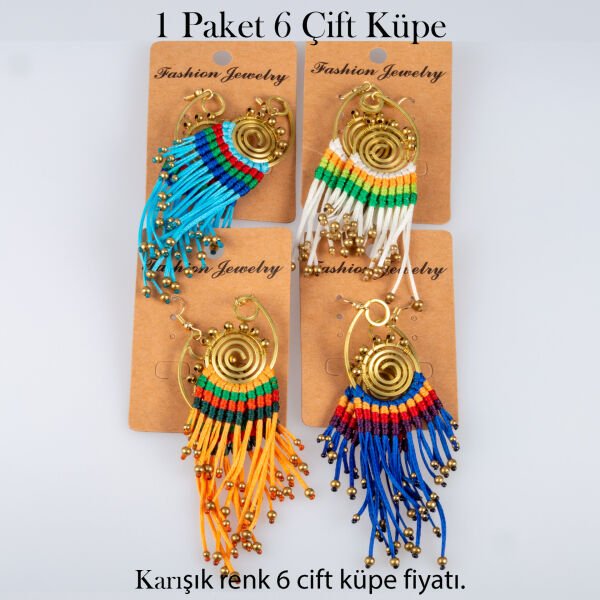 Pirinç Makrome Küpe 1 paket 6 Çift