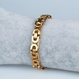 Erkek Çelik Zincir Bileklik Gold Renk