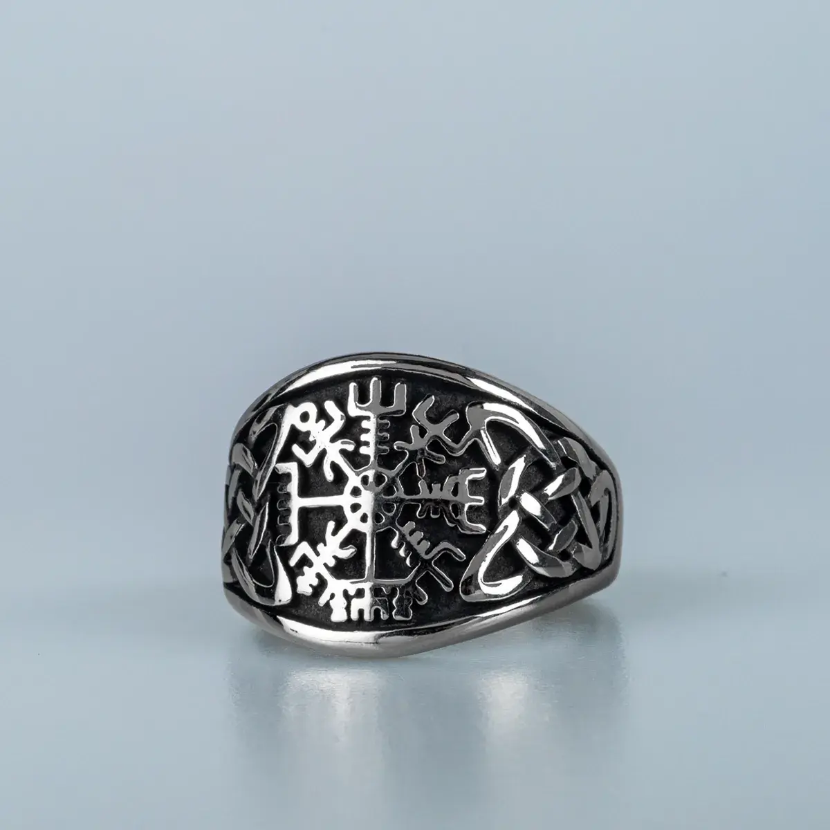 Toptan Viking Gotik Çelik Erkek Yüzük Size 18