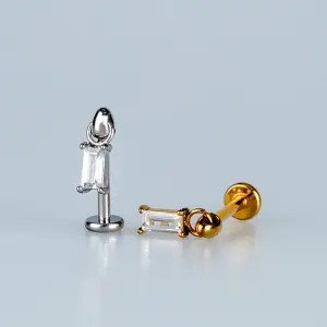 Toptan Piercing 316L Cerrahi Çelik Sallantılı Baget Tragus Vos Etnik Takı Beyaz