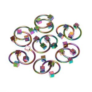Toptan 316L Çelik Piercing Septum Smiley zar Boy: 1.2x10x3mm