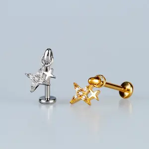 Toptan Piercing 316L Cerrahi Çelik Sallantılı Yıldız Tragus Vos Etnik Takı Beyaz