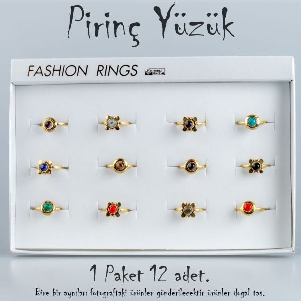 Doğal Taş Pirinç Yüzük-Paket