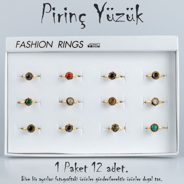 Doğal Taş Pirinç Yüzük-Paket