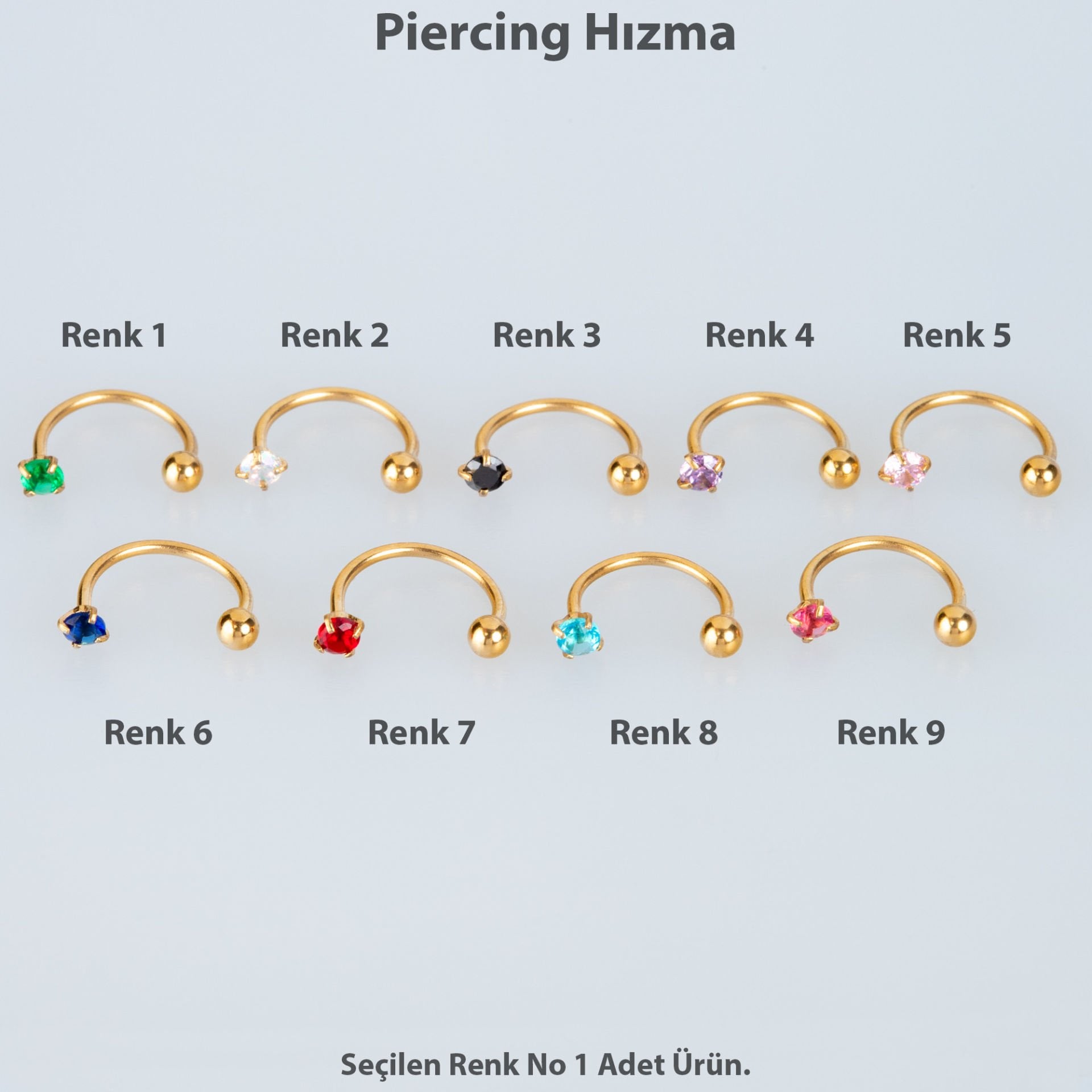 Piercing Hızma Bar 0.8mm Taş 2.5mm Renk 1