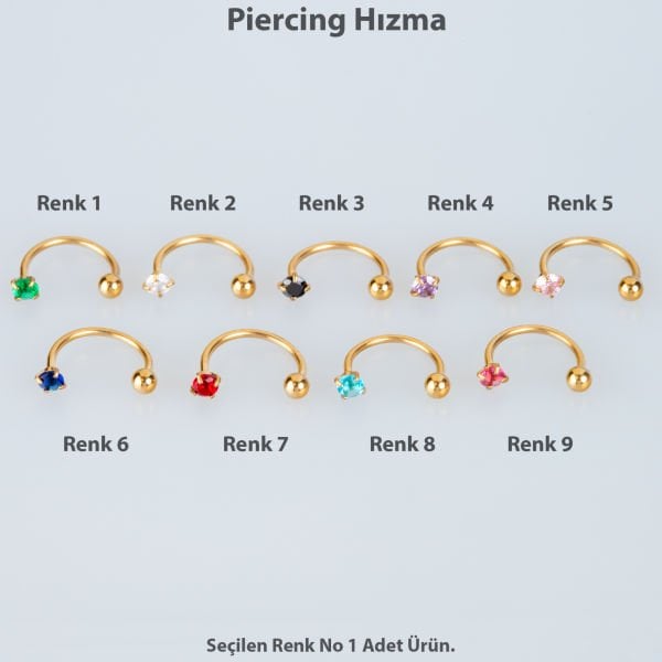 Piercing Hızma Bar 0.8mm Taş 2.5mm Renk 1