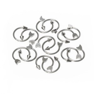Toptan 316L Çelik Piercing Septum Smiley Ok Boy: 1.2x10x3mm