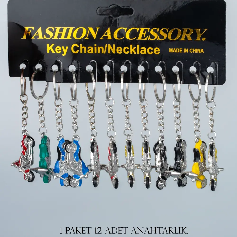 Toptan Anahtarlık Seti Metal Motosiklet 12'li Paket