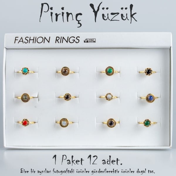 Doğal Taş Pirinç Yüzük-Paket