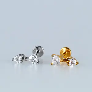 Toptan Piercing 316L Cerrahi Çelik Sallantılı Çift Kalp Tragus Vos Etnik Takı Beyaz